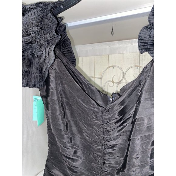 Tadaski Black Crepe Puff Sleeves Formal Knee Length Dress Size 10 NWT Excellent - Picture 6 of 12